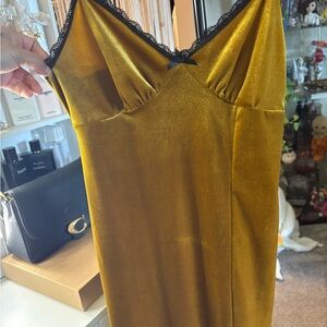 Forever 21 Gold Chemise with Black Lace